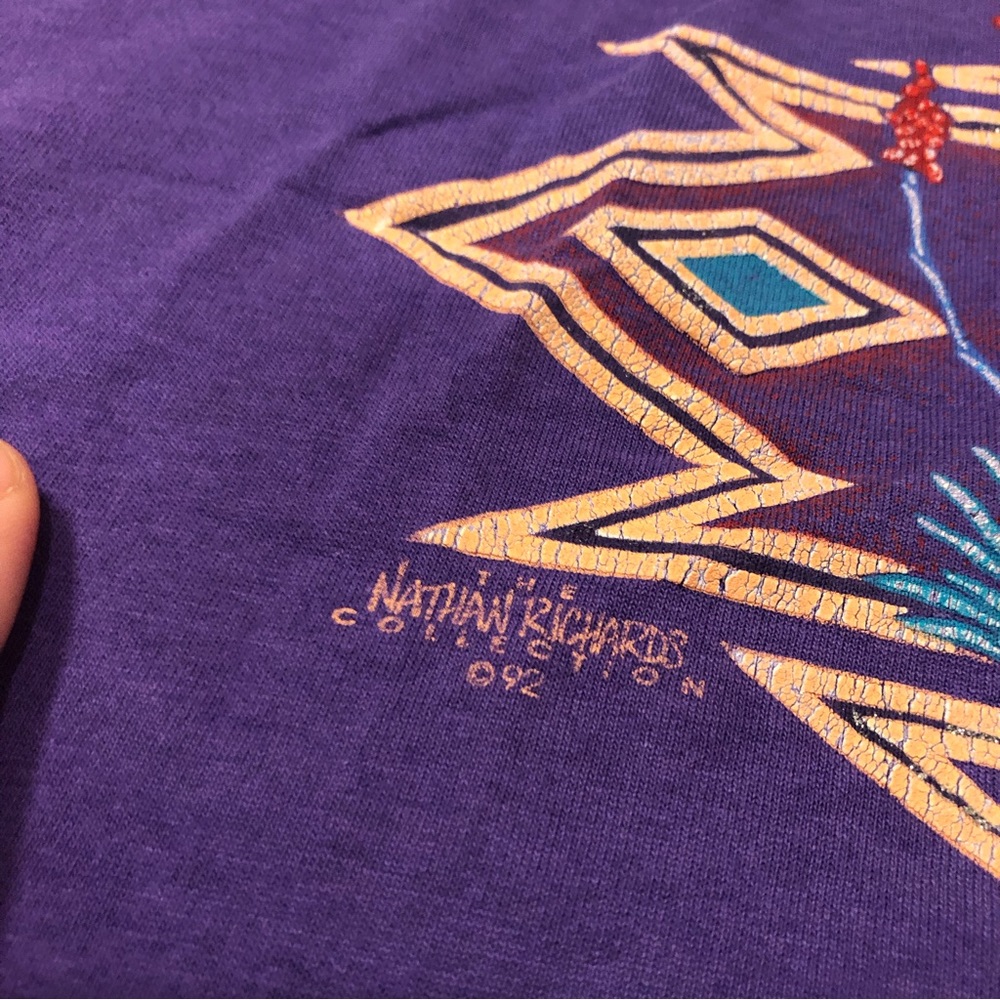 Vtg Arizona Cactus‎ Nathan Richards 1992 Single Stitch T-Shirt Purple Oneita L - Picture 3 of 8